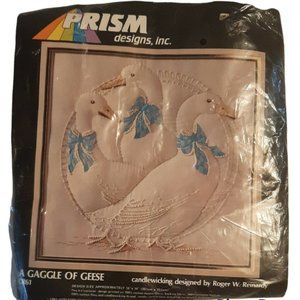 Prism Designs Gaggle of Geese Candlewick  Needlework Kit 14x14 USA Vintage 1983